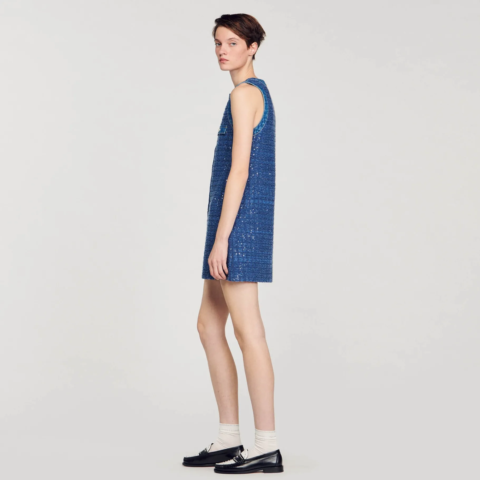 Sandro Paris Vestidos<Vestido Corto Trapecio De Tweed