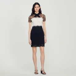 Sandro Paris Vestidos<Vestido De Encaje Bicolor