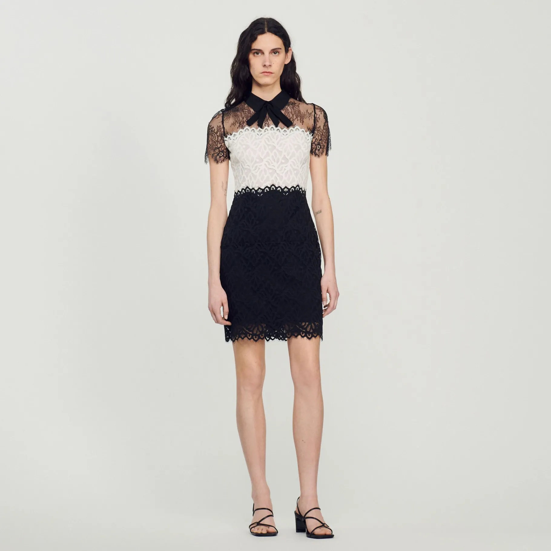 Sandro Paris Vestidos<Vestido De Encaje Bicolor