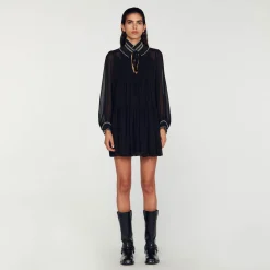 Sandro Paris Vestidos<Vestido Fluido De Muselina