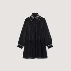 Sandro Paris Vestidos<Vestido Fluido De Muselina