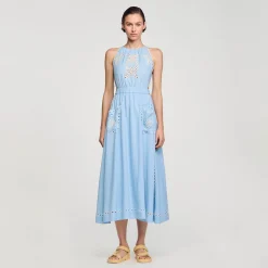 Sandro Paris Vestidos<Vestido Largo Con Bordado Ingles