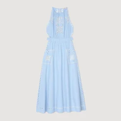 Sandro Paris Vestidos<Vestido Largo Con Bordado Ingles