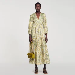 Sandro Paris Vestidos<Vestido Largo Con Estampado De Fular
