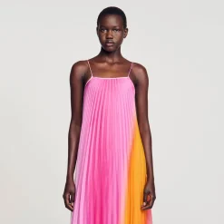 Sandro Paris Vestidos<Vestido Largo Con Plisado De Abanico