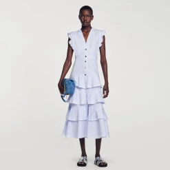 Sandro Paris Vestidos<Vestido Largo Con Volantes