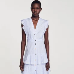 Sandro Paris Vestidos<Vestido Largo Con Volantes