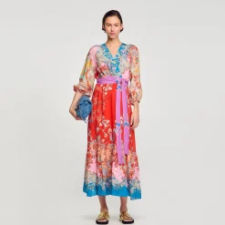 Sandro Paris Vestidos<Vestido Largo Cruzado