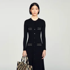 Sandro Paris Vestidos<Vestido Largo De Punto De Canale