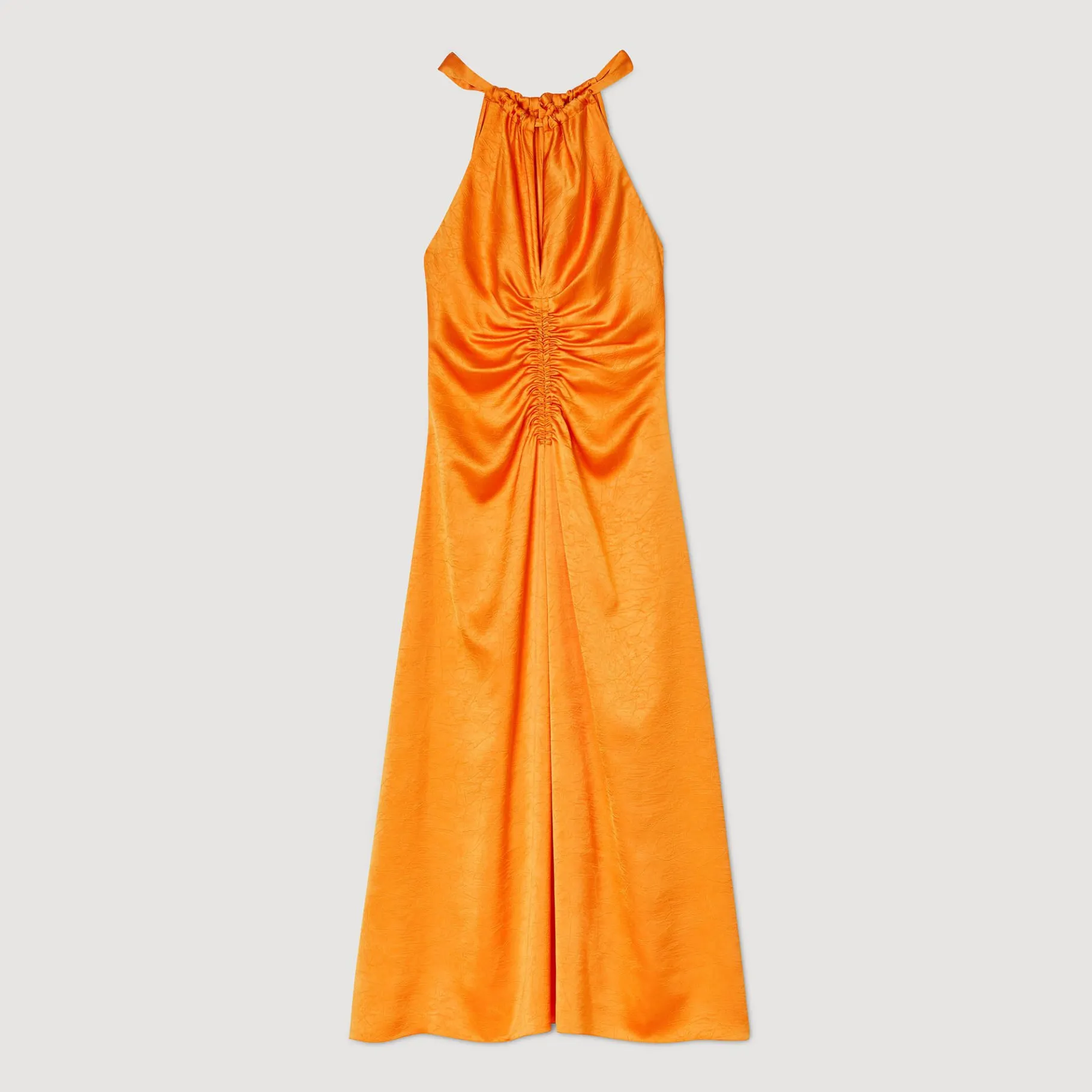 Sandro Paris Vestidos<Vestido Largo Satinado Y Fruncido