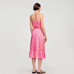 Sandro Paris Conjuntos<Vestido Midi Con Cintura Anudada