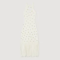 Sandro Paris Vestidos<Vestido Midi Con Flecos