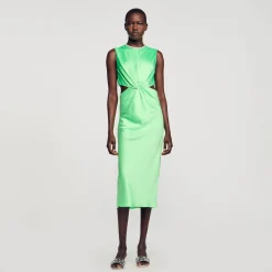 Sandro Paris Vestidos<Vestido Midi Con Nudo