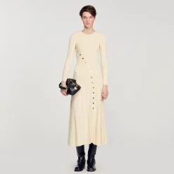 Sandro Paris Vestidos<Vestido Midi De Punto