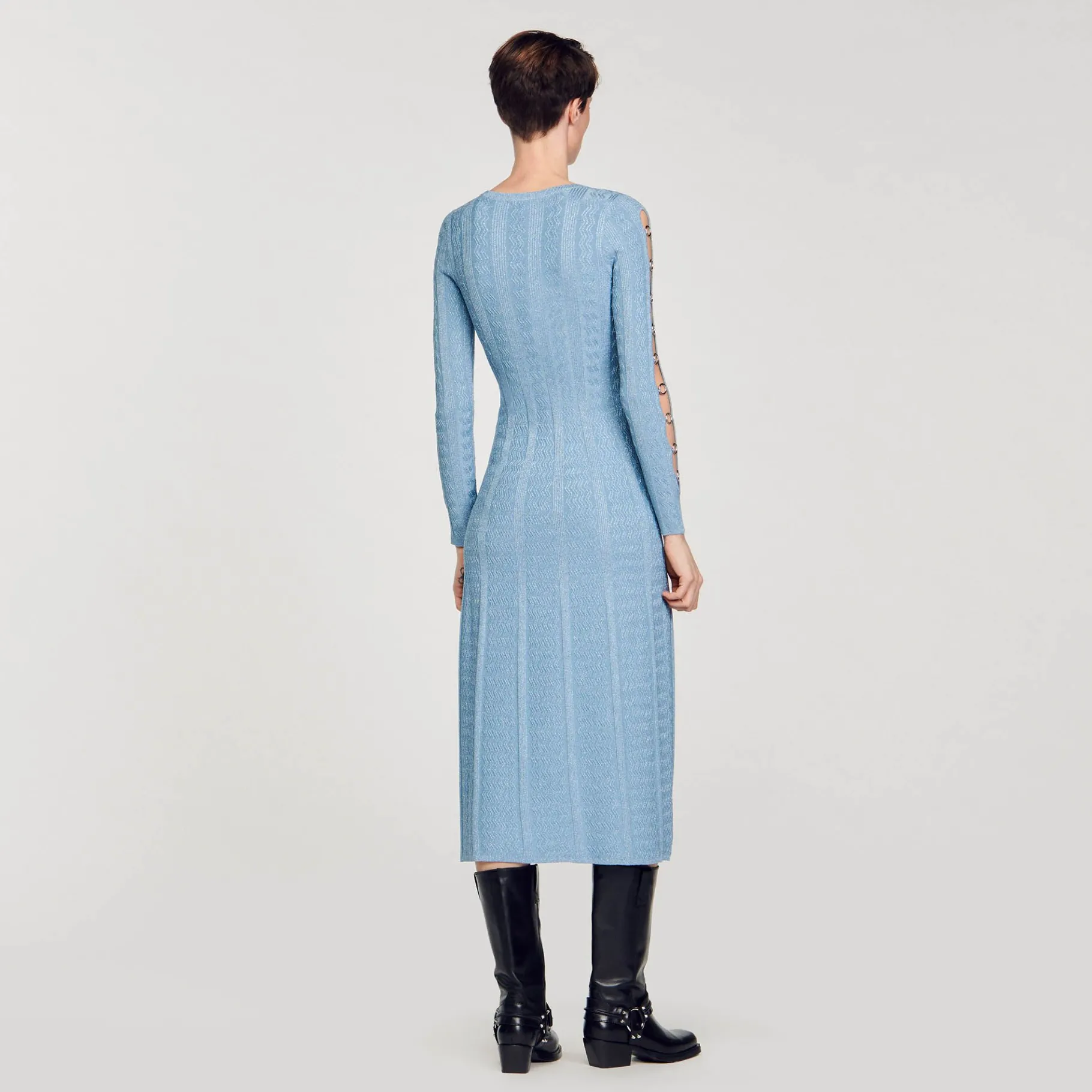 Sandro Paris Vestidos<Vestido Midi De Punto Con Mangas Largas