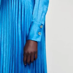 Sandro Paris Vestidos<Vestido Midi Satinado Y Plisado