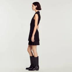 Sandro Paris Vestidos<Vestido Plisado De Tweed