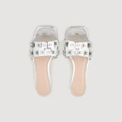 Sandro Paris Sandalias De Tacón<Zapatos Destalonados De Cuero Metalizado