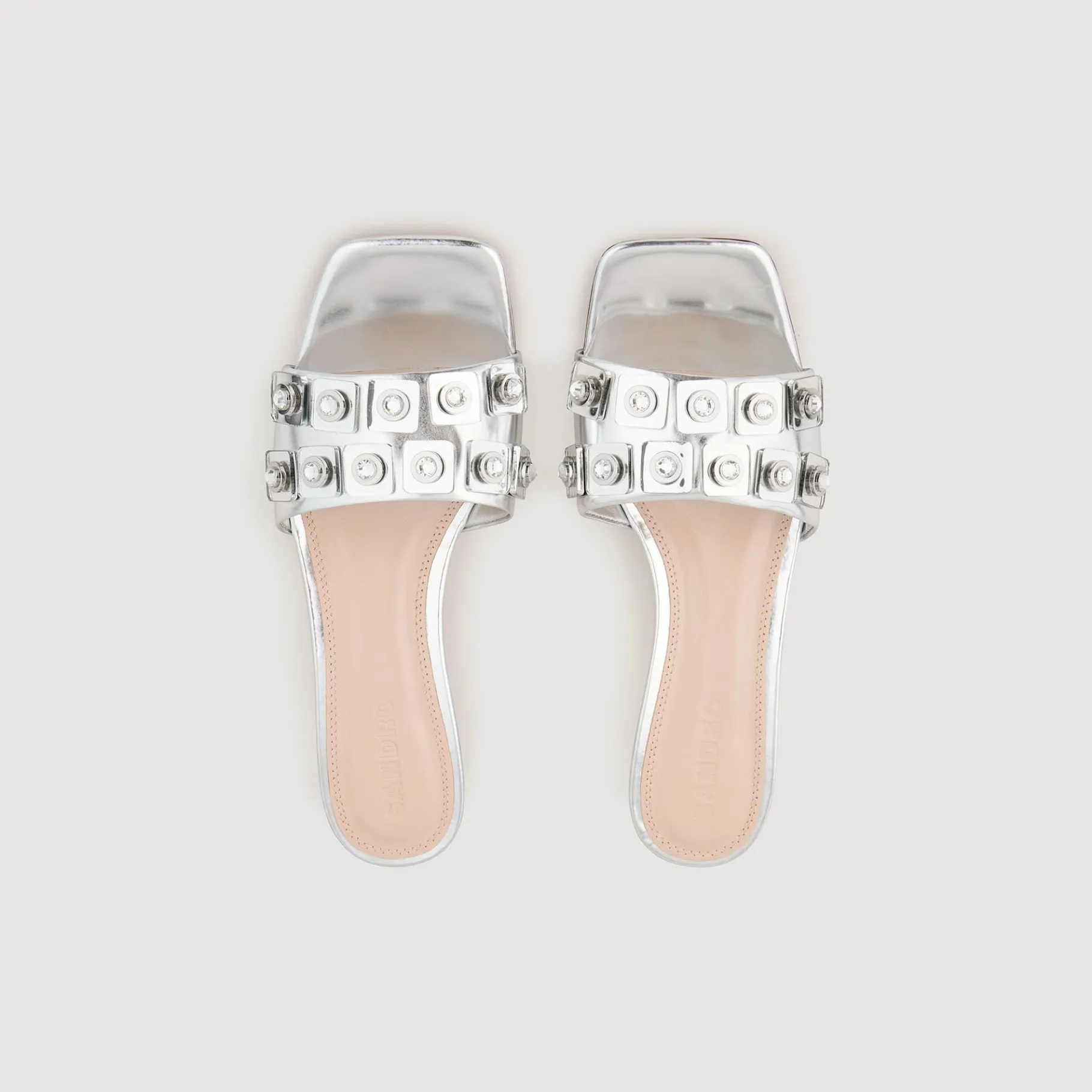 Sandro Paris Sandalias De Tacón<Zapatos Destalonados De Cuero Metalizado