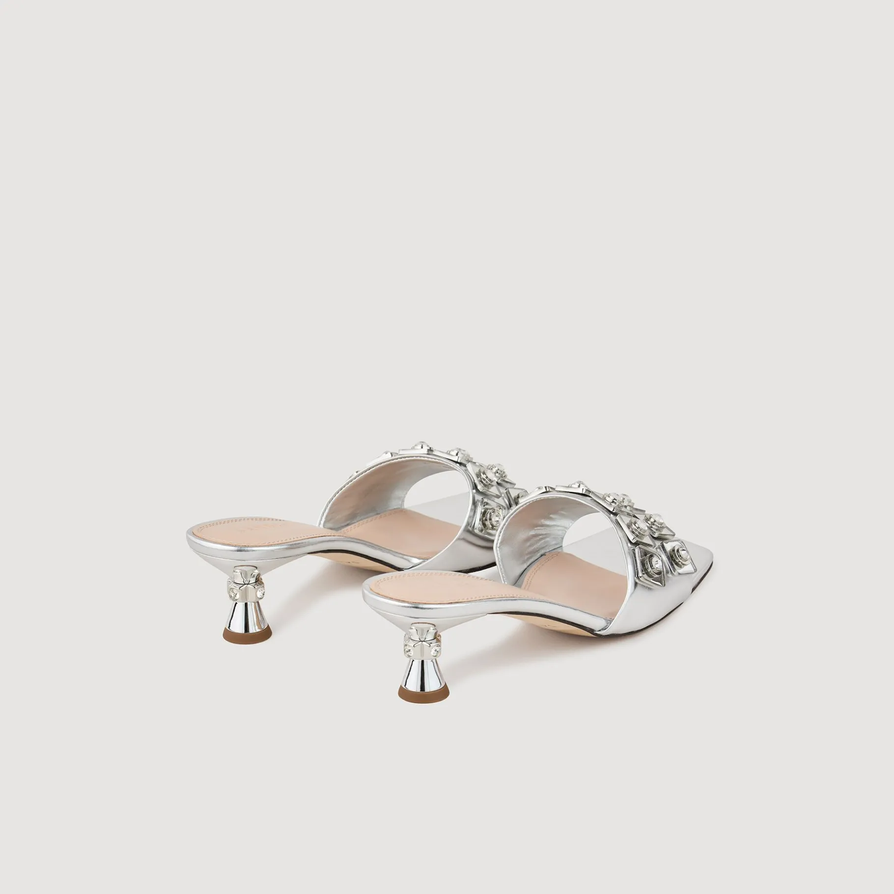 Sandro Paris Sandalias De Tacón<Zapatos Destalonados De Cuero Metalizado